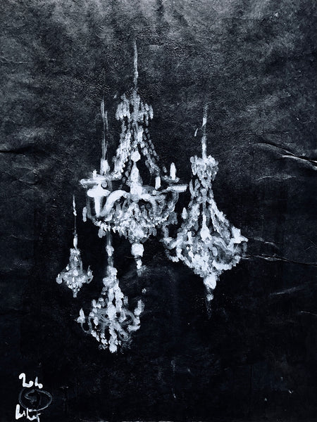 LUSTRE LOKTA 3 Size 15,74inx19,68in a painting on lokta paper by the french contemporary painter James ARAX made in 2010