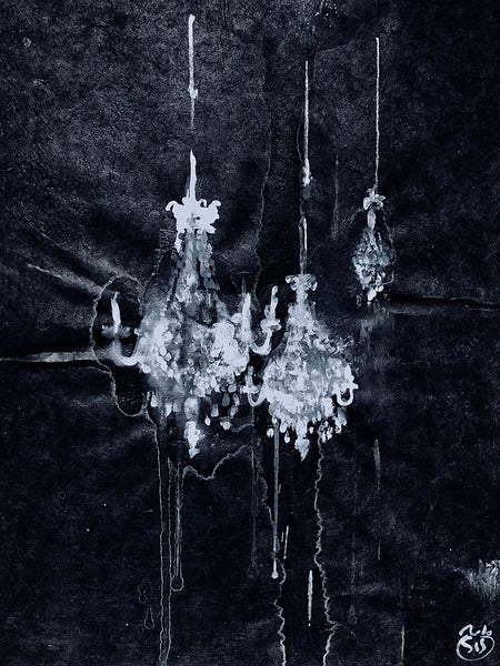 LUSTRE LOKTA 4 Size 15,74inx19,68in a painting on lokta paper by the french contemporary painter James ARAX made in 2010