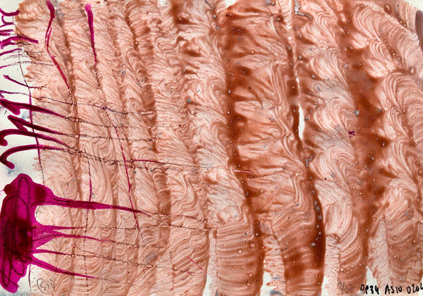 PP34 XS2-THE GIRL WITH THE ORANGE BRACELET Size 8,27inx5,82in a painting on paper by the french painter James Arax made in 2010. Painting on paper made during the painting performance presence painting 34.