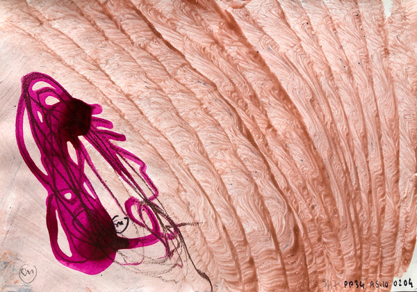 PP34 XS3-THE GIRL WITH THE ORANGE BRACELET Size 8,27inx5,82in a painting on paper by the french painter James Arax made in 2010. Painting on paper made during the painting performance presence painting 34.