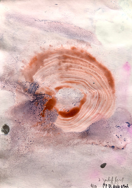 PP34 XS4-THE GIRL WITH THE ORANGE BRACELET Size 5,82inx8,27in a painting on paper by the french painter James Arax made in 2010. Painting on paper made during the painting performance presence painting 34.