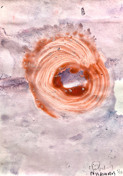 PP34 XS5-THE GIRL WITH THE ORANGE BRACELET Size 5,82inx8,27in a painting on paper by the french painter James Arax made in 2010. Painting on paper made during the painting performance presence painting 34.