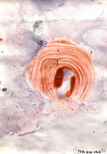 PP34 XS7-THE GIRL WITH THE ORANGE BRACELET Size 5,82inx8,27in a painting on paper by the french painter James Arax made in 2010. Painting on paper made during the painting performance presence painting 34.