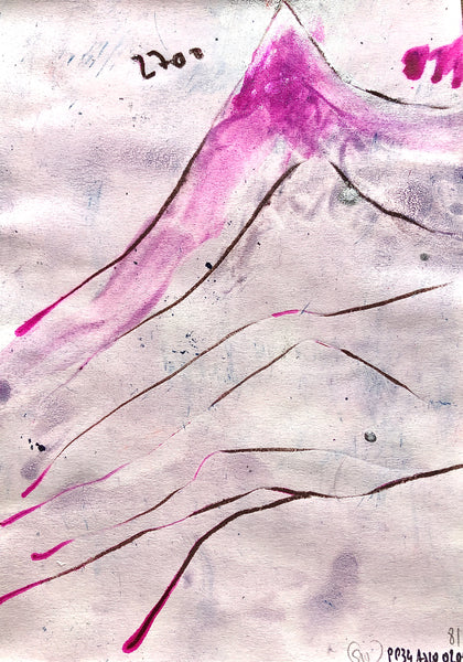 PP34 XS8-THE GIRL WITH THE ORANGE BRACELET Size 5,82inx8,27in a painting on paper by the french painter James Arax made in 2010. Painting on paper made during the painting performance presence painting 34.