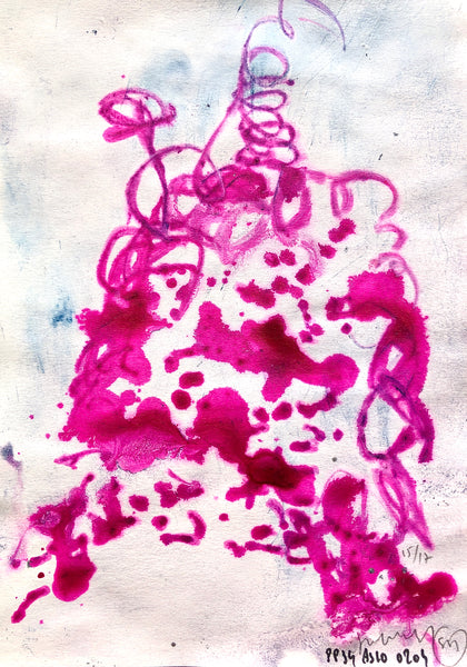 PP34 XS15-THE GIRL WITH THE ORANGE BRACELET Size 5,82inx8,27in a painting on paper by the french painter James Arax made in 2010. Painting on paper made during the painting performance presence painting 34.