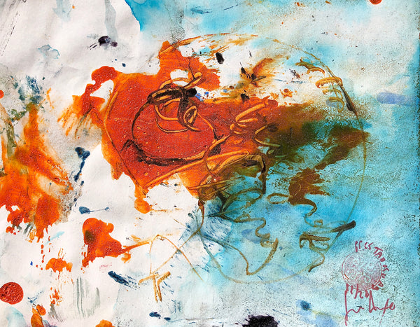 P55 XS22-THE GIRL WITH THE GLITTER TOP Size 8,3inx6,7in a painting on paper by the french contemporary painter James ARAX made in 2011. This painting is made during the presence painting session.