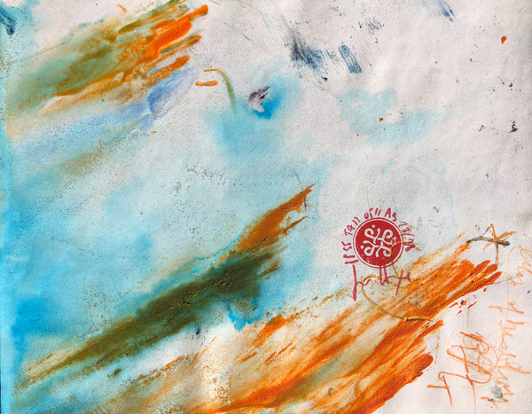 P55 XS23-THE GIRL WITH THE GLITTER TOP Size 8,3inx6,7in a painting on paper by the french contemporary painter James ARAX made in 2011. This painting is made during the presence painting session.