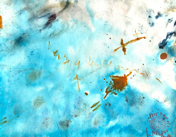 P55 XS21-THE GIRL WITH THE GLITTER TOP Size 8,3inx6,7in a painting on paper by the french contemporary painter James ARAX made in 2011. This painting is made during the presence painting session.