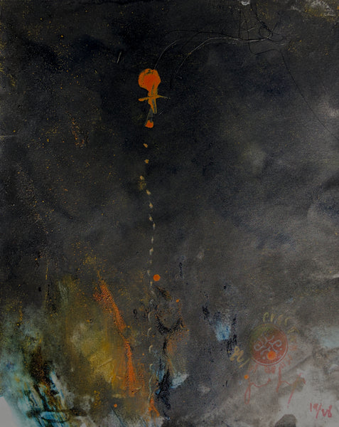 P55 XS19-THE GIRL WITH THE GLITTER TOP Size 6,7inx8,3in a painting on paper by the french contemporary painter James ARAX made in 2011. This painting is made during the presence painting session.