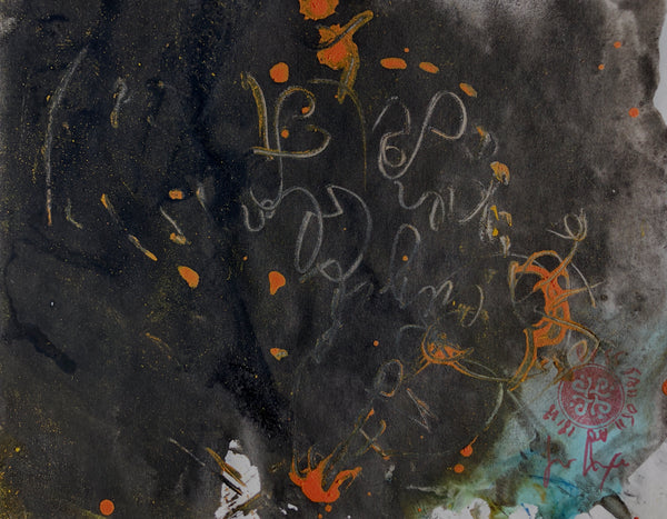 P55 XS18-THE GIRL WITH THE GLITTER TOP Size 8,3inx6,7in a painting on paper by the french contemporary painter James ARAX made in 2011. This painting is made during the presence painting session.