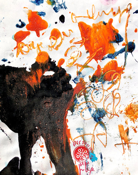 P55 XS15-THE GIRL WITH THE GLITTER TOP Size 6,6inx8,3in a painting on paper by the french contemporary painter James ARAX made in 2011. This painting is made during the presence painting session.