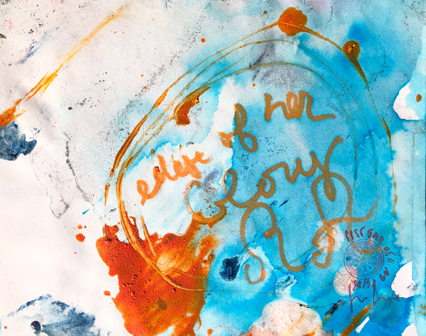 P55 XS14-THE GIRL WITH THE GLITTER TOP Size 8,3inx6,7in a painting on paper by the french contemporary painter James ARAX made in 2011. This painting is made during the presence painting session.