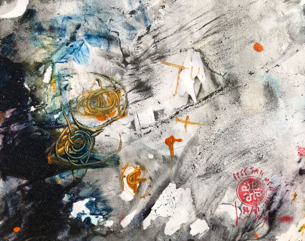 P55 XS12-THE GIRL WITH THE GLITTER TOP Size 8,3inx6,7in a painting on paper by the french contemporary painter James ARAX made in 2011. This painting is made during the presence painting session.