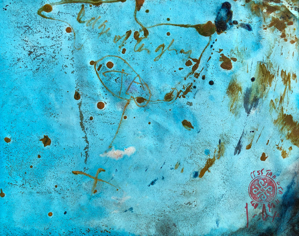 P55 XS11-THE GIRL WITH THE GLITTER TOP Size 8,3inx6,7in a painting on paper by the french contemporary painter James ARAX made in 2011. This painting is made during the presence painting session.