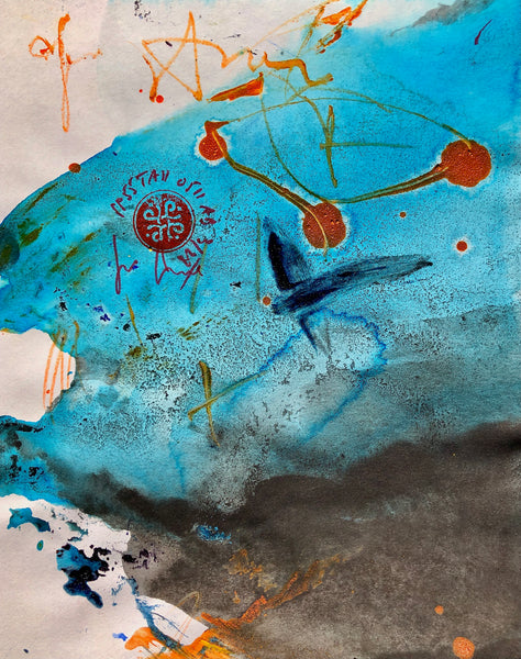 P55 XS3-THE GIRL WITH THE GLITTER TOP Size 6,7inx8,3in a painting on paper by the french contemporary painter James ARAX made in 2011. This painting is made during the presence painting session.