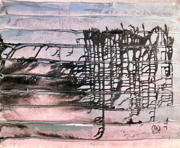 PINK STORM 5 Size 24,02inx19,69in by the french painter James Arax made in 2005