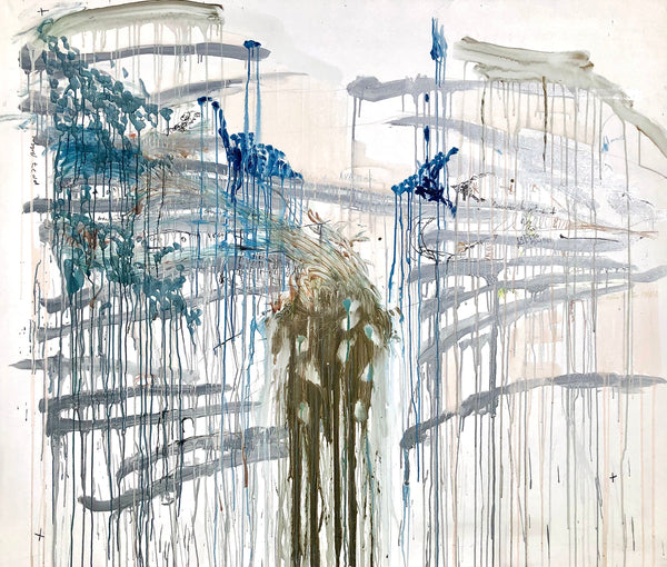 PP37-THE GIRL WITH THE SAILOR SWEATER Size 78,70inx66,93in by the french painter James Arax made in 2010. Master painting of the presence painting performance.