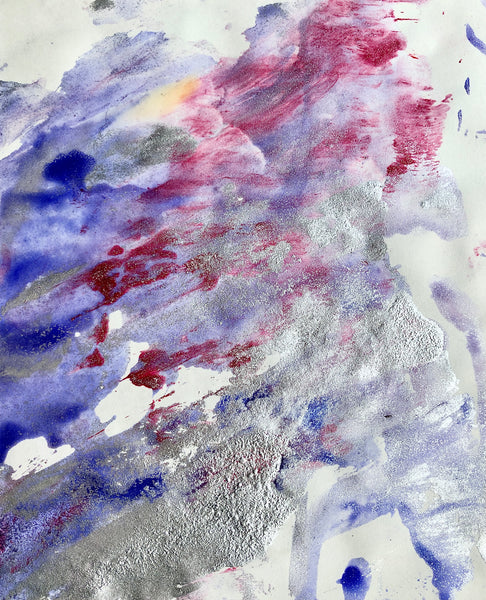 P45 XS10-THE GIRL WITH THE COLORED DRESS Size 6,7inx8,3in a painting on paper by the french contemporary painter James ARAX made in 2011. This painting is made during the presence painting session.