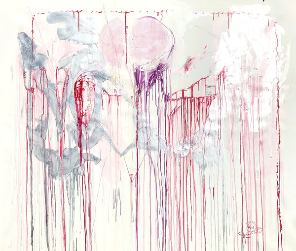 PP36-THE GIRL NEXT DOOR Size 78,70inx66,93in by the french painter James Arax made in 2010. Master painting of the presence painting performance.