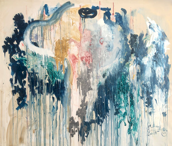 PP47-THE AFRICAN LOVER Size 78,70inx66,93in by the french painter James Arax made in 2010. Master painting of the presence painting performance.