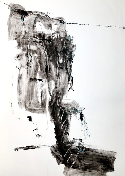 AU DELA DU PAYSAGE 2 29,5inx41,1in a painting on a Vinci paper by the contemporary painter James Arax made in 1994