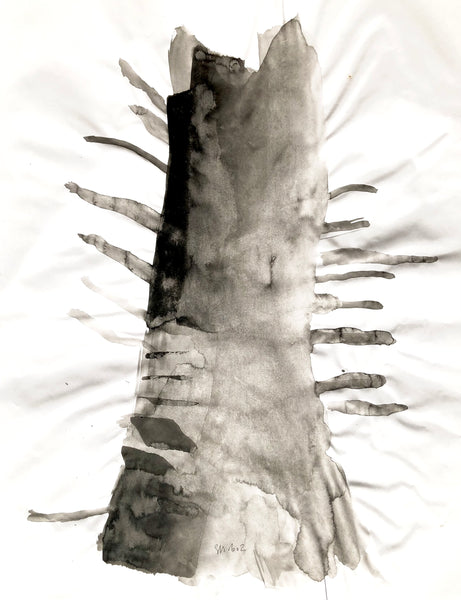 ARBRE CIEL-BOULEAU 9 19,7inx25,6in a drawing and painting on paper by the contemporary painter James ARAX made in 2002