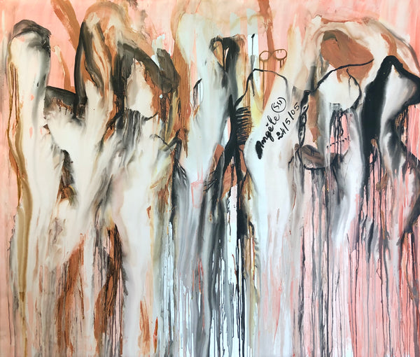 PP2 THE DANCING GIRL Size 78,70inx66,93in by the french painter James Arax made in 2005. Master painting of the presence painting performance.