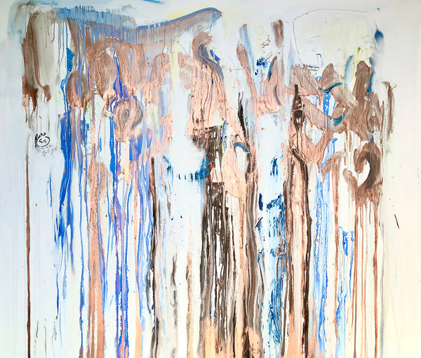 PP43-AN AMERICAN GIRL IN LONDON Size 78,70inx66,93in by the french painter James Arax made in 2010. Master painting of the presence painting performance.