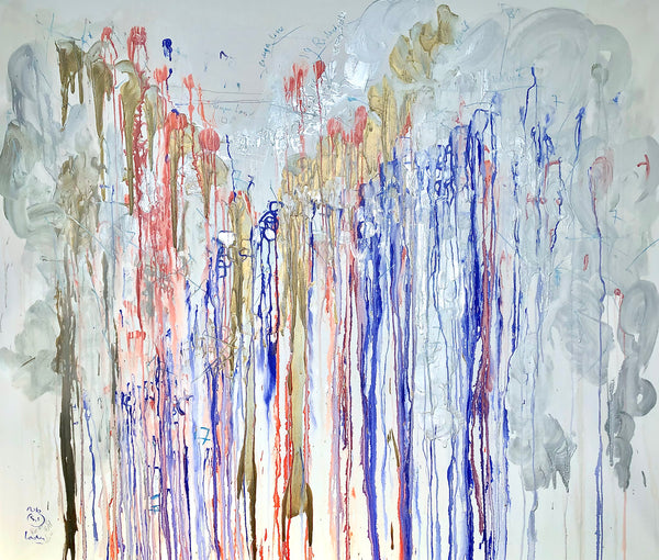 PP44-THE GIRL FROM THE CITY OF LONDON Size 78,70inx66,93in by the french painter James Arax made in 2010. Master painting of the presence painting performance.