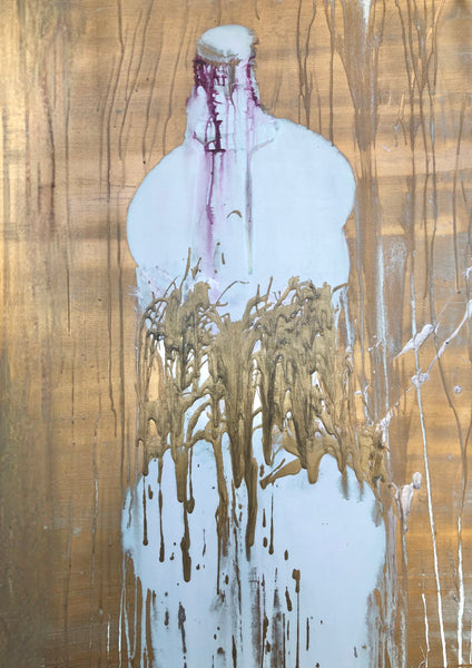 VIOLET SUR TA POITRINE Size 25,59inx36,22in a painting on canvas by the french contemporary painter James ARAX made in 2009.