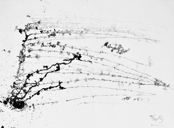 PWR1 PAINTING WITH THE RAIN 1 Size 41,34inx29,53in a painting on paper by the french contemporary painter James ARAX made in 2003. In this series Painting with the rain, james paints outdoors under the rain with ink.