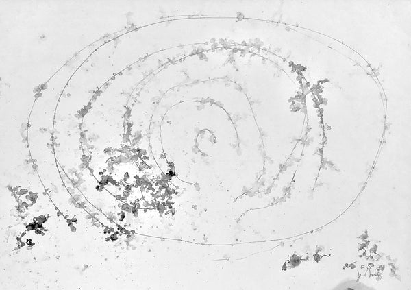 PWR3 PAINTING WITH THE RAIN 3 Size 41,34inx29,53in a painting on paper by the french contemporary painter James ARAX made in 2003. In this series Painting with the rain, james paints outdoors under the rain with ink.