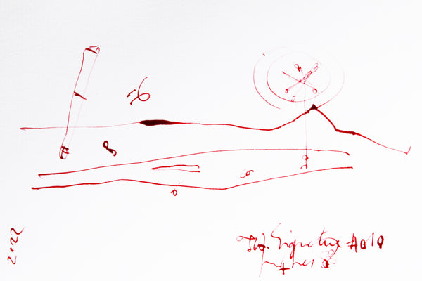 JA SIGNATURE 10  06,10inx04,13in  an ink on paper card  by the french contemporary painter James Arax made in 2022.