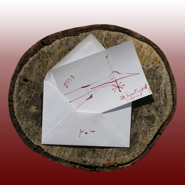 On the log : In the foreground the JA.SIGNATURE N°8  paper card - below the the back side of the James Arax Signature.