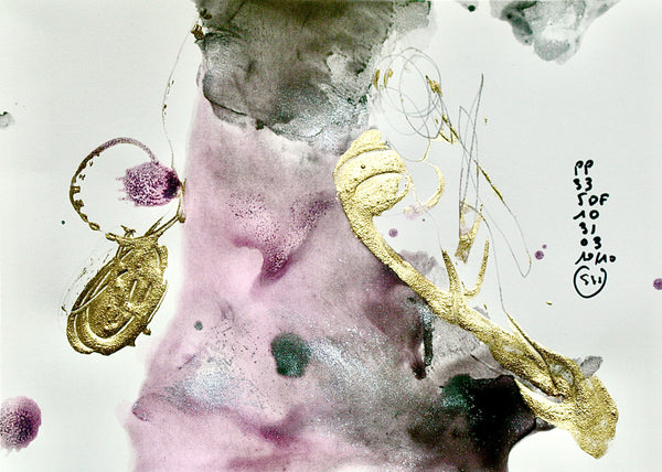  P33 XS10-LA CHAPELIÈRE Size 18,27inx5,82in a painting on paper by the french contemporary painter James ARAX made in 2010. This painting is made during the presence painting session.