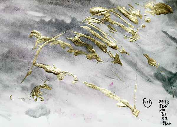  P33 XS9-LA CHAPELIÈRE Size 18,27inx5,82in a painting on paper by the french contemporary painter James ARAX made in 2010. This painting is made during the presence painting session.