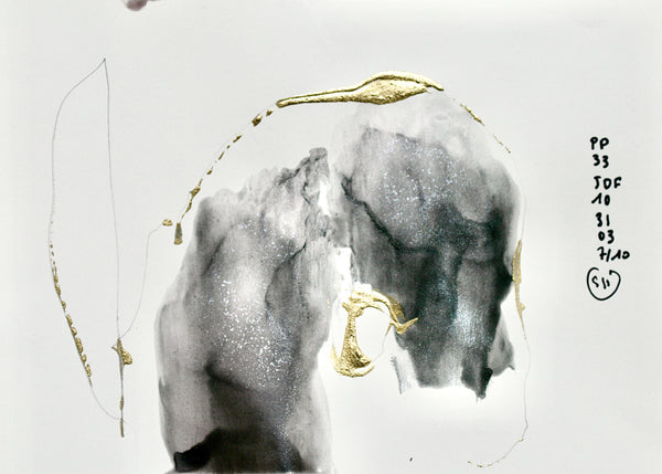  P33 XS7-LA CHAPELIÈRE Size 18,27inx5,82in a painting on paper by the french contemporary painter James ARAX made in 2010. This painting is made during the presence painting session.