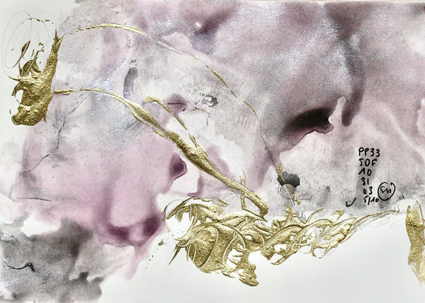  P33 XS5-LA CHAPELIÈRE Size 5,82inx18,27in a painting on paper by the french contemporary painter James ARAX made in 2010. This painting is made during the presence painting session.