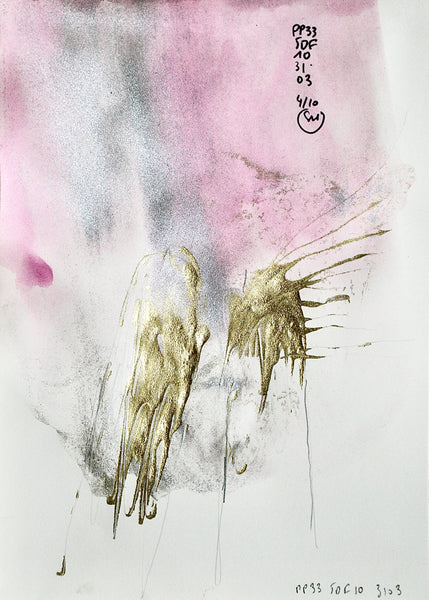  P33 XS4-LA CHAPELIÈRE Size 18,27inx5,82in a painting on paper by the french contemporary painter James ARAX made in 2010. This painting is made during the presence painting session.