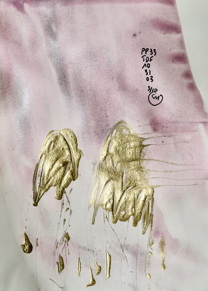  P33 XS3-LA CHAPELIÈRE Size 18,27inx5,82in a painting on paper by the french contemporary painter James ARAX made in 2010. This painting is made during the presence painting session.